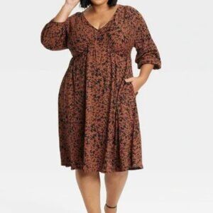 Ava & Viv Women's Dolman 3/4 Sleeve Knit Empire Waist Dress NWT | Size XXL